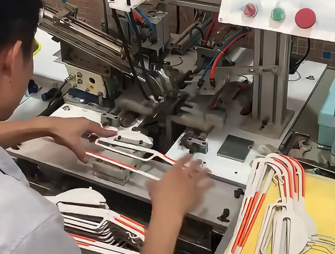 你知道衣架的铁钩是怎么插入到塑料里面的吗，要利用到高频加热机